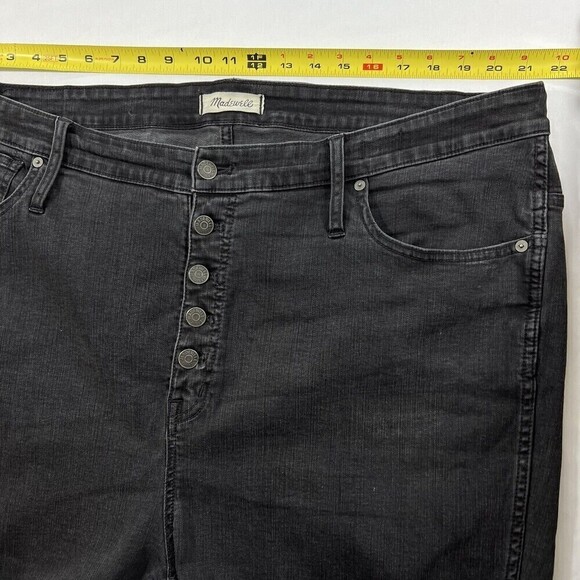 MADEWELL 10” High Rise Skinny Black Jean Size 36 Button Fly Fray Hem AA590 - Picture 10 of 13